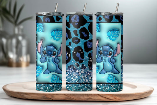 Blue print stitch tumbler