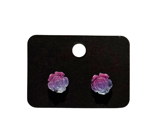 Purple flower earrings